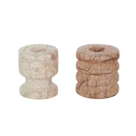 Set of 2 Sita Marble Candle Holders