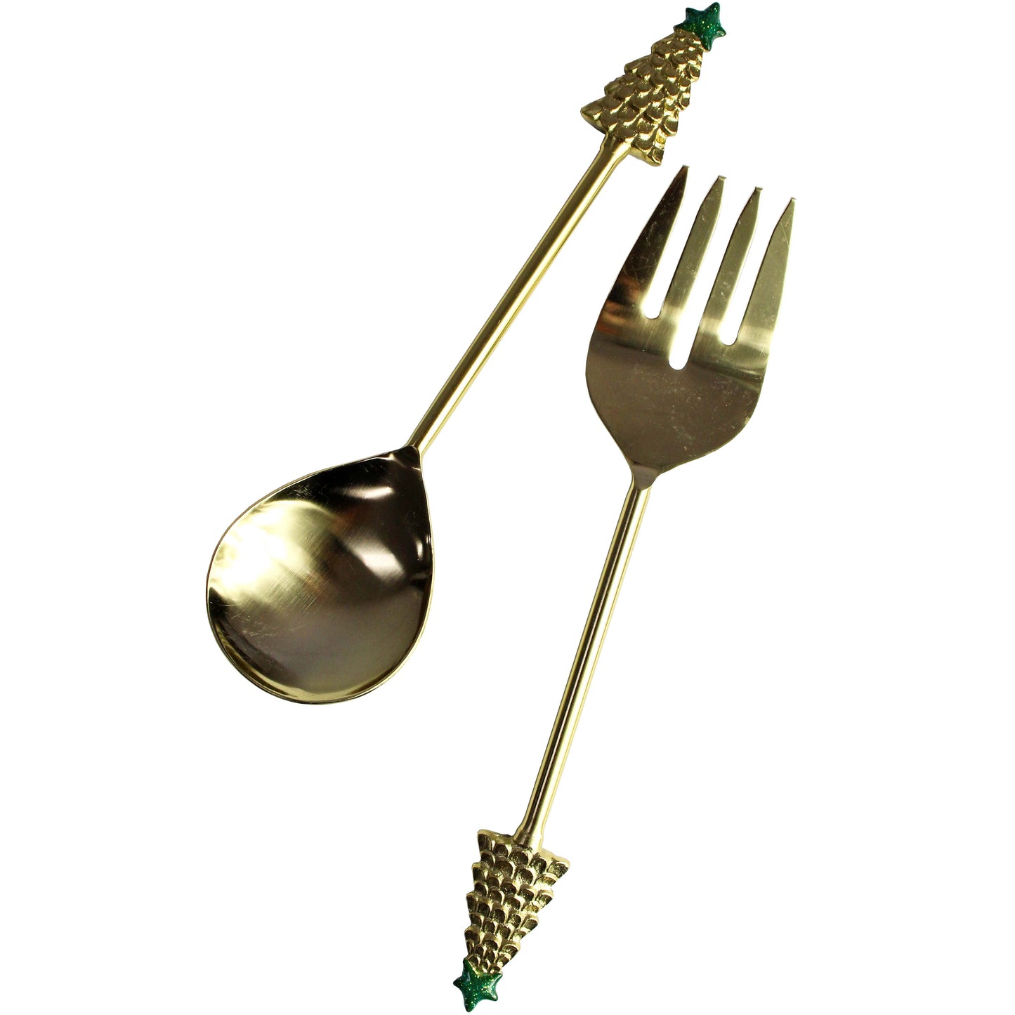 Christmas Set of 2  LV Brass Gold Salad Servers
