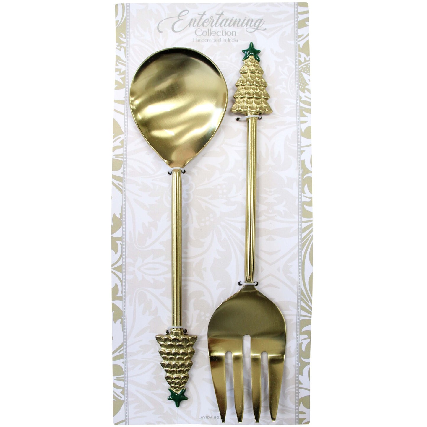 Christmas Set of 2  LV Brass Gold Salad Servers