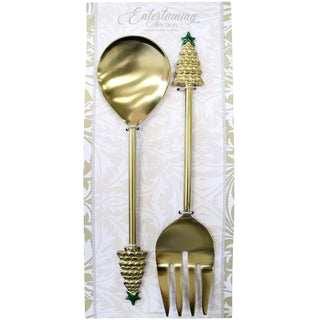 Christmas Set of 2  LV Brass Gold Salad Servers