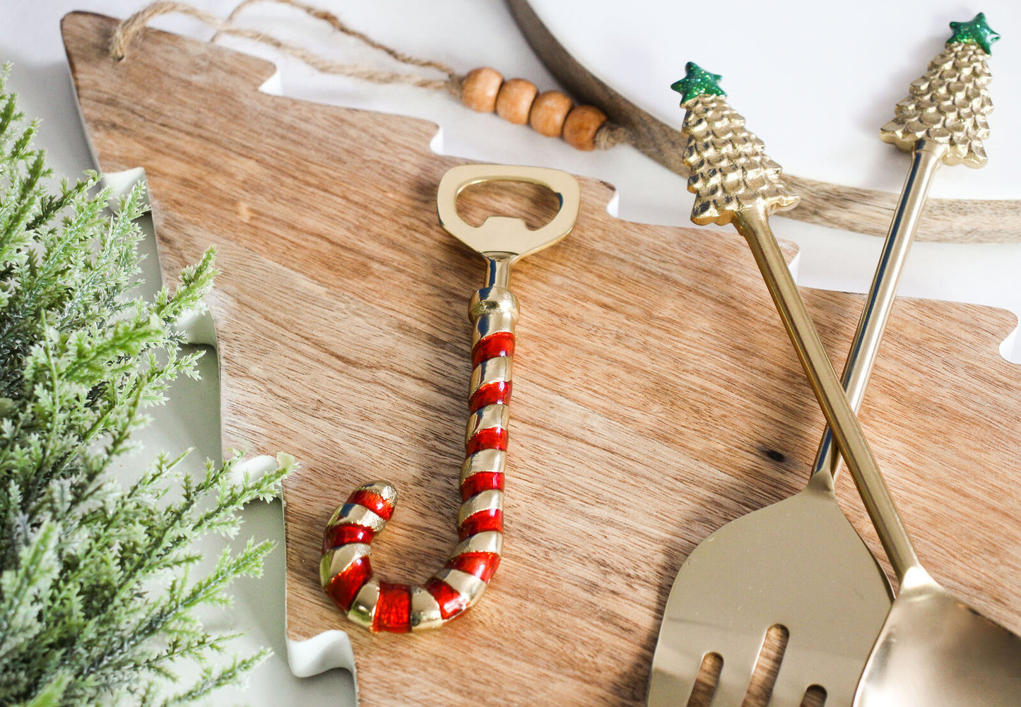 Christmas Set of 2  LV Brass Gold Salad Servers